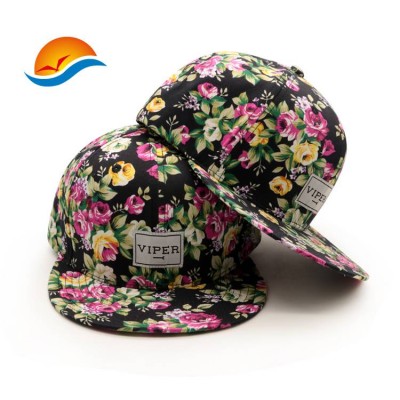 Customize Floral hat Sublimation Printing Snapback Cap with patch for Men